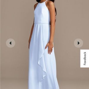 David’s Bridal High neck chiffon junior bridesmaid size 14- Ice Blue